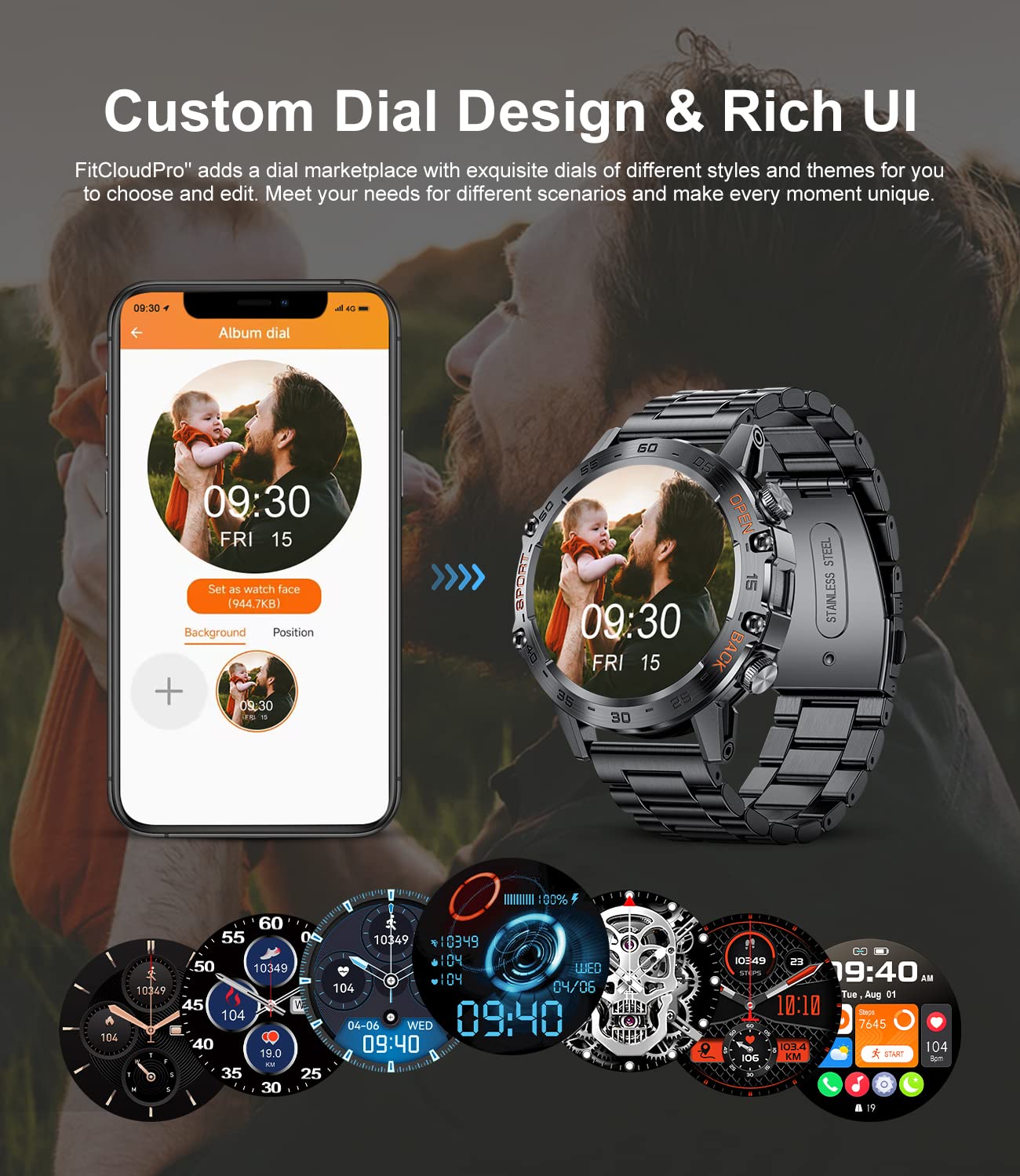 Military Smart Watch For Men(Answer/Dial Calls),1.39 ' 'Hd Touchscreen,100 Sports Modes, 5Atm Waterproof Fitness Watch,With Bloo